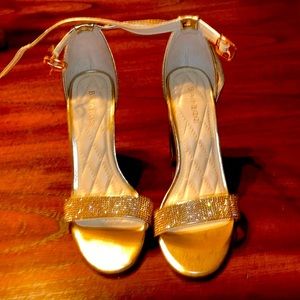 Gold single band sandals